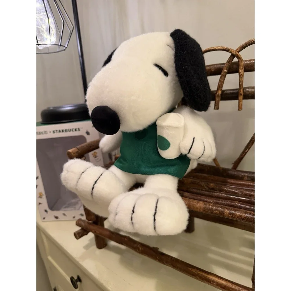 Starbucks Peanuts Collab Snoopy Barista Plush 2026 Limited Edition White Green